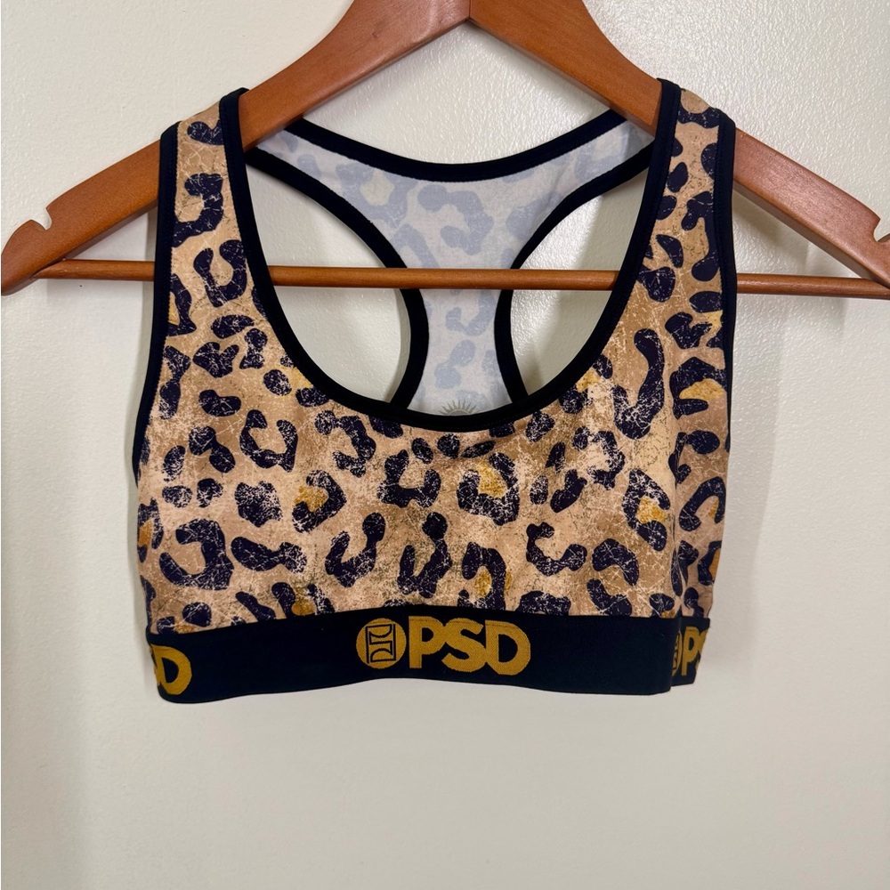 PSD Animal Print Sports Bra with Black and Gold Accents - Picture 3 of 8
